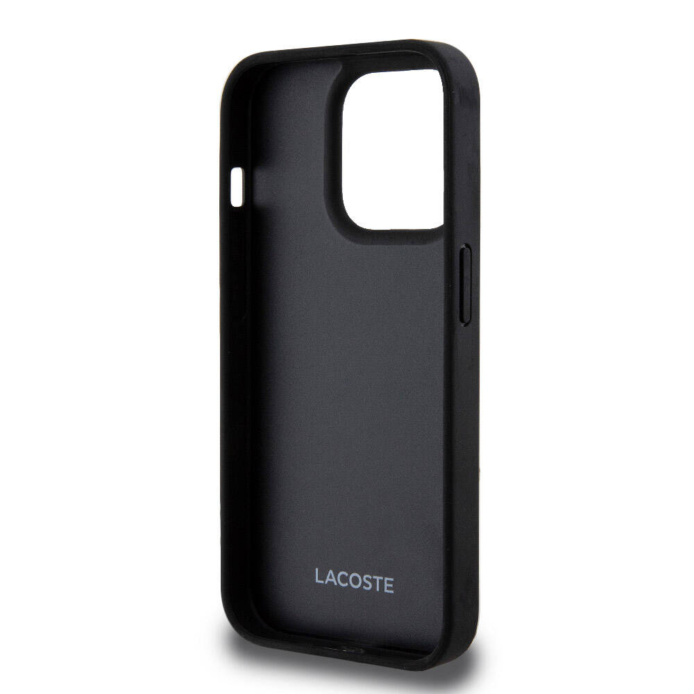 Apple iPhone 15 Pro Uyumlu Kılıf Lacoste Orjinal Lisanslı M-safe Şarj Özellikli PU Deri Görünümlü Kartlıklı Karışık Monogram Desenli Kapak - 6