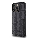 Apple iPhone 15 Pro Max Uyumlu Kılıf Lacoste Orjinal Lisanslı M-safe Şarj Özellikli PU Deri Görünümlü Kartlıklı Karışık Monogram Desenli Kapak - 15