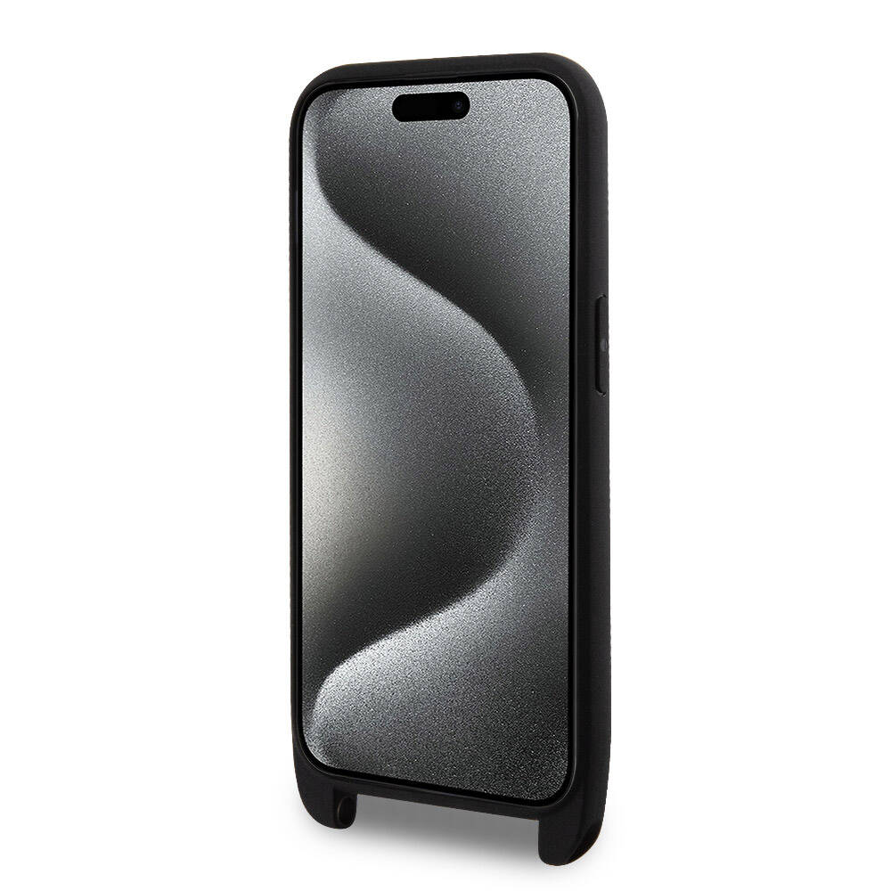 Apple iPhone 15 Pro Uyumlu Kılıf Lacoste Orjinal Lisanslı PU Pike Desenli Arka Yüzey Askılı İkonik Timsah Dokuma Logolu Kapak - 8
