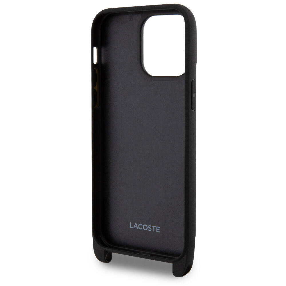 Apple iPhone 15 Pro Max Uyumlu Kılıf Lacoste Orjinal Lisanslı PU Pike Desenli Arka Yüzey Askılı İkonik Timsah Dokuma Logolu Kapak - 16