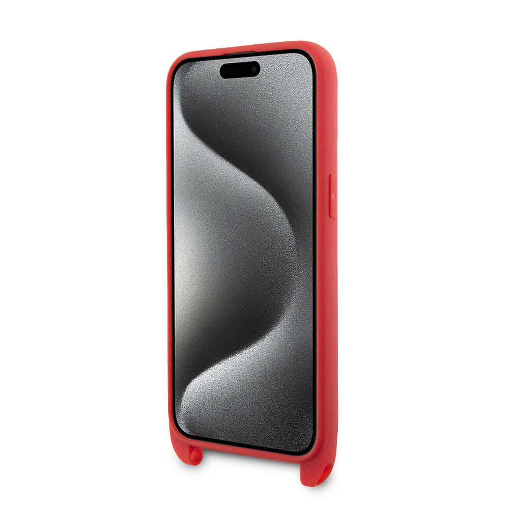 Apple iPhone 15 Pro Max Uyumlu Kılıf Lacoste Orjinal Lisanslı PU Pike Desenli Arka Yüzey Askılı İkonik Timsah Dokuma Logolu Kapak - 20