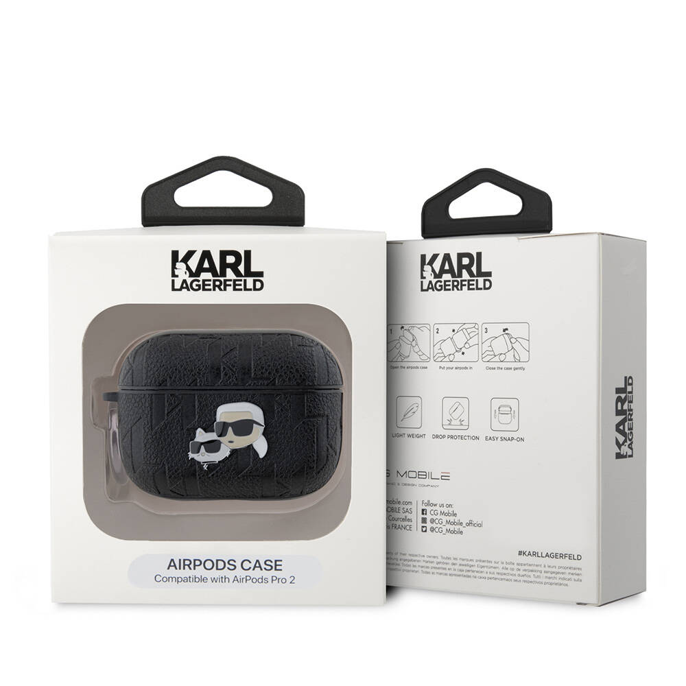 Apple Airpods Pro 2 Uyumlu Kılıf Karl Lagerfeld Orjinal Lisanslı Monogram Silikon Kapak - 3