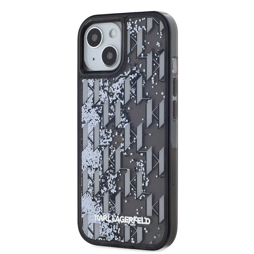 Apple iPhone 14 Uyumlu Kılıf Karl Lagerfeld Orjinal Lisanslı Simli KL Yazılı Monogram Gradıent Kapak - 1