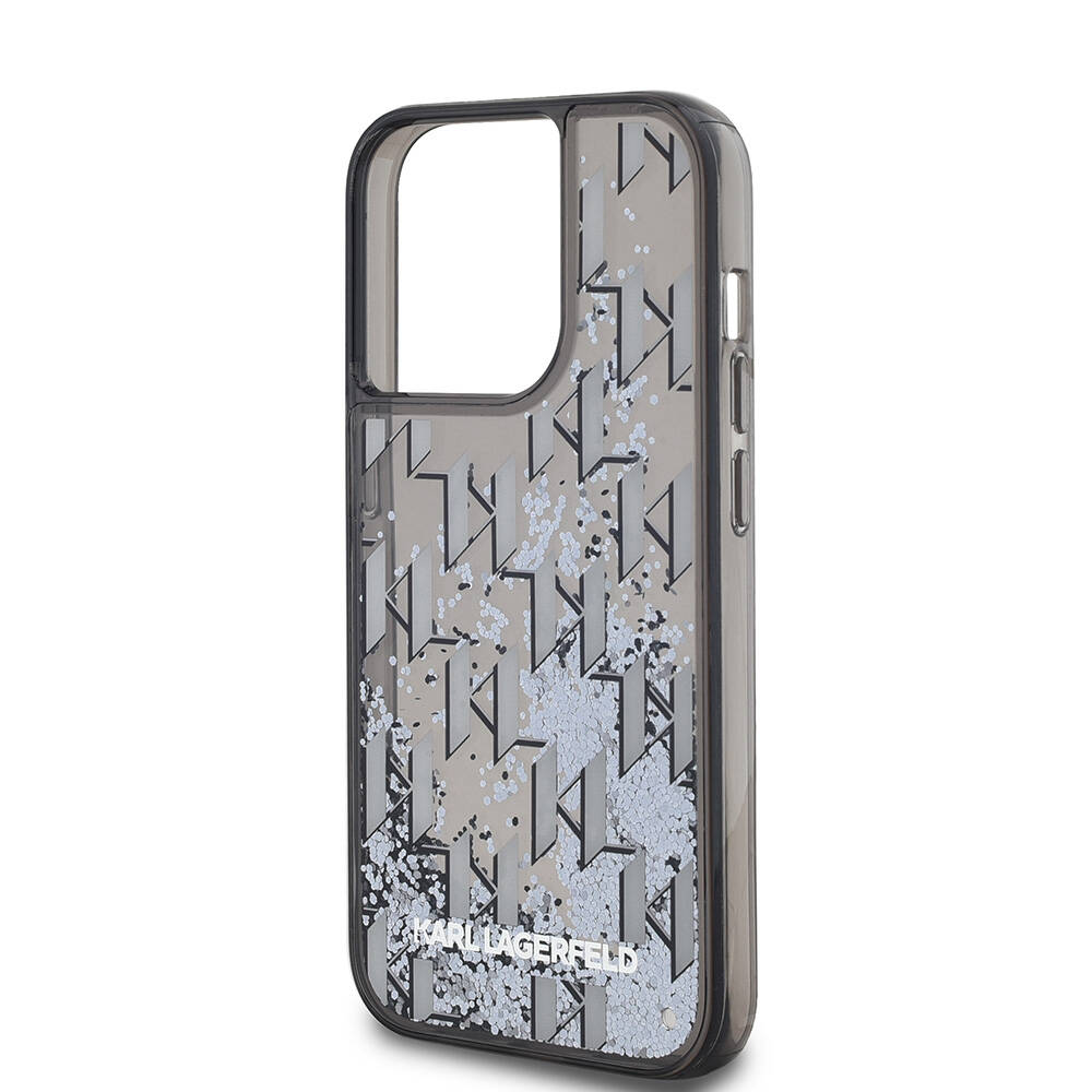 Apple iPhone 14 Pro Max Uyumlu Kılıf Karl Lagerfeld Orjinal Lisanslı Simli KL Yazılı Monogram Gradıent Kapak - 3