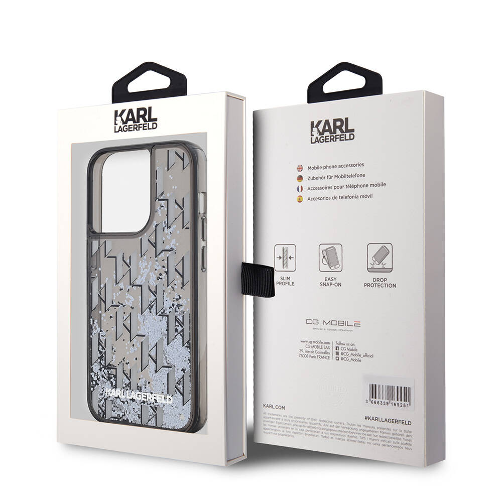 Apple iPhone 14 Pro Max Uyumlu Kılıf Karl Lagerfeld Orjinal Lisanslı Simli KL Yazılı Monogram Gradıent Kapak - 5