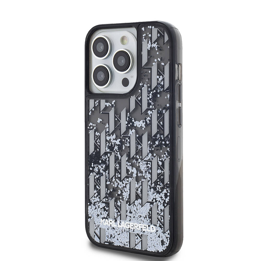 Apple iPhone 14 Pro Max Uyumlu Kılıf Karl Lagerfeld Orjinal Lisanslı Simli KL Yazılı Monogram Gradıent Kapak - 6