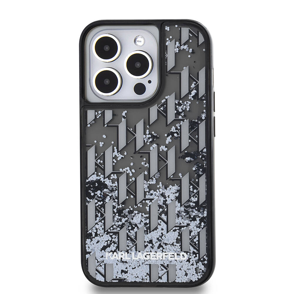 Apple iPhone 14 Pro Max Uyumlu Kılıf Karl Lagerfeld Orjinal Lisanslı Simli KL Yazılı Monogram Gradıent Kapak - 7