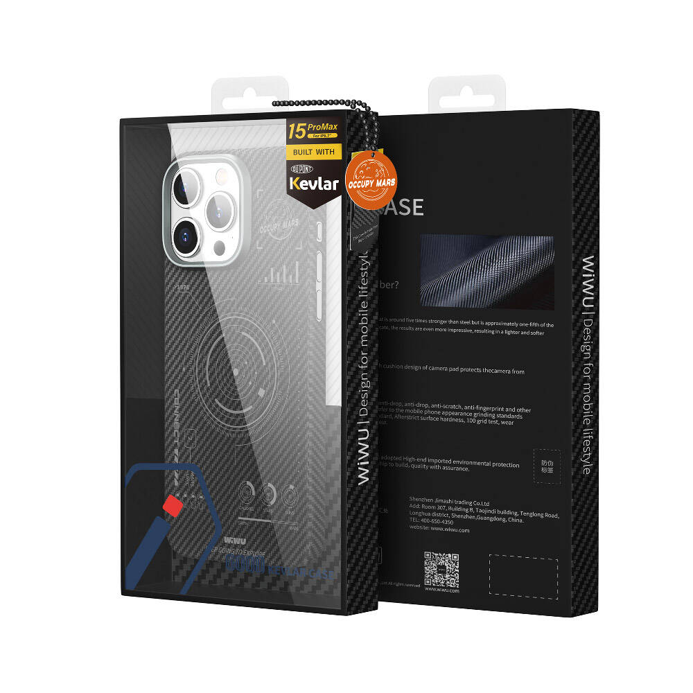 Apple iPhone 15 Pro Max Uyumlu Kılıf Wiwu HHX-016 Karbon Fiber 600D Mars Kevlar Kapak - 5