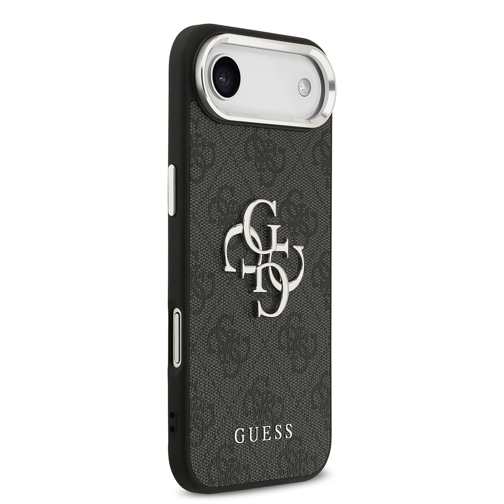 Apple iPhone 17 Air Uyumlu Kılıf Guess Orjinal Lisanslı Gümüş Metal Kamera Çerçeveli 4G Desenli Metal Büyük 4G ve Yazı Logolu Kapak - 3