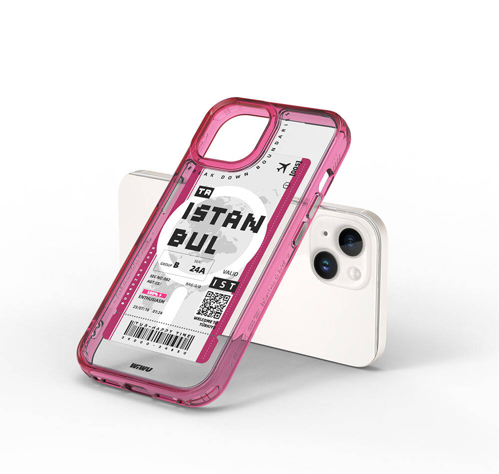 Apple iPhone 15 Uyumlu Kılıf M-safe Şarj Özellikli Bilet Desenli Wiwu Turkey B Serisi Kapak - 4