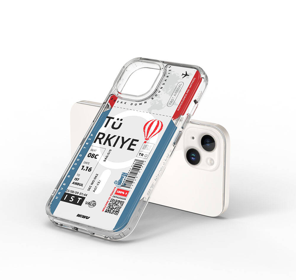 Apple iPhone 15 Uyumlu Kılıf M-safe Şarj Özellikli Bilet Desenli Wiwu Turkey B Serisi Kapak - 5