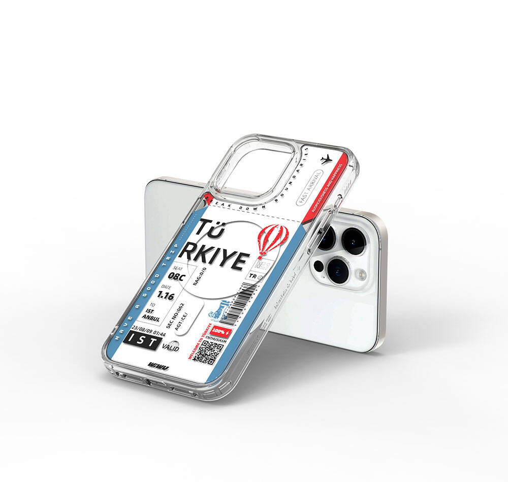 Apple iPhone 15 Pro Uyumlu Kılıf M-safe Şarj Özellikli Bilet Desenli Wiwu Turkey B Serisi Kapak - 4