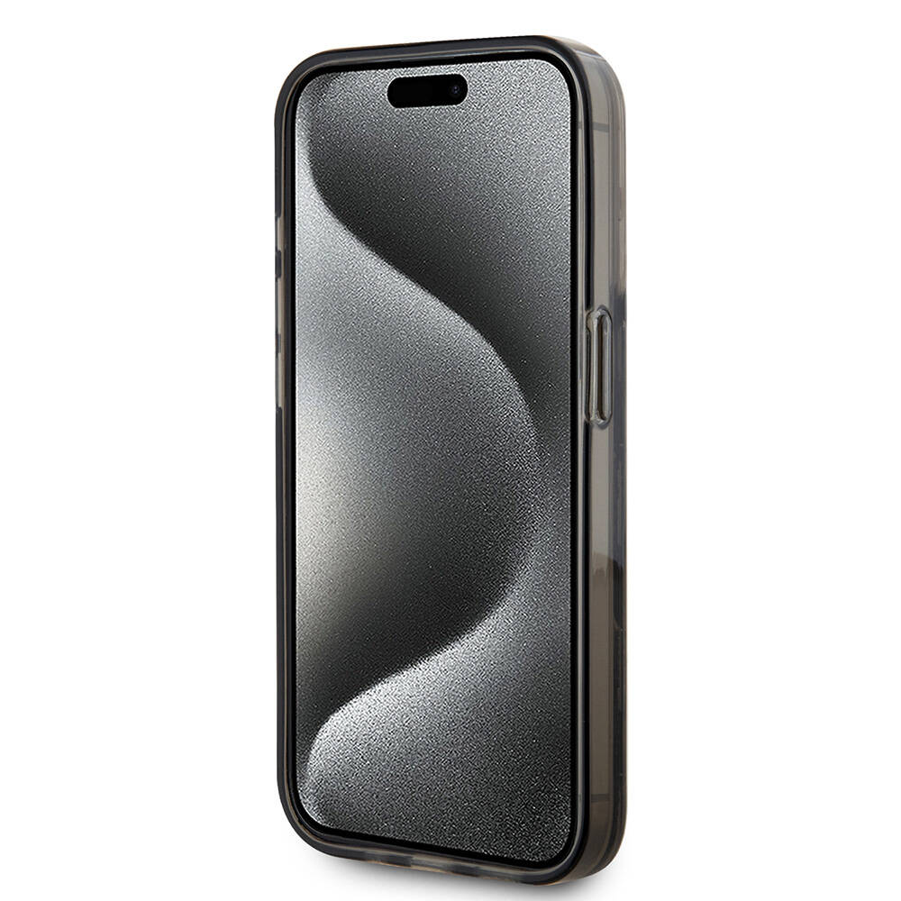 Apple iPhone 15 Pro Uyumlu Kılıf Karl Lagerfeld Orjinal Lisanslı Simli KL Yazılı Monogram Gradıent Kapak - 4