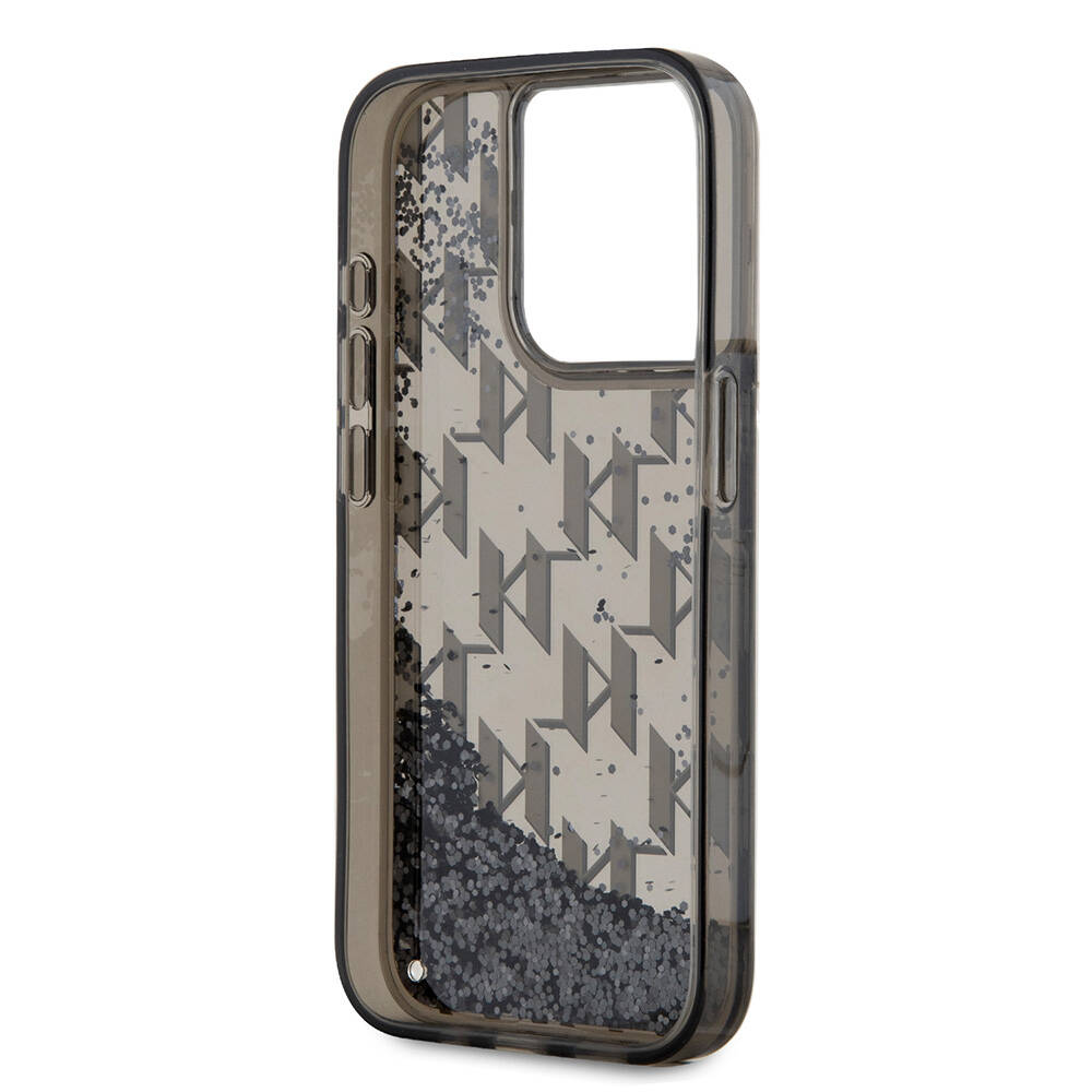 Apple iPhone 15 Pro Uyumlu Kılıf Karl Lagerfeld Orjinal Lisanslı Simli KL Yazılı Monogram Gradıent Kapak - 6
