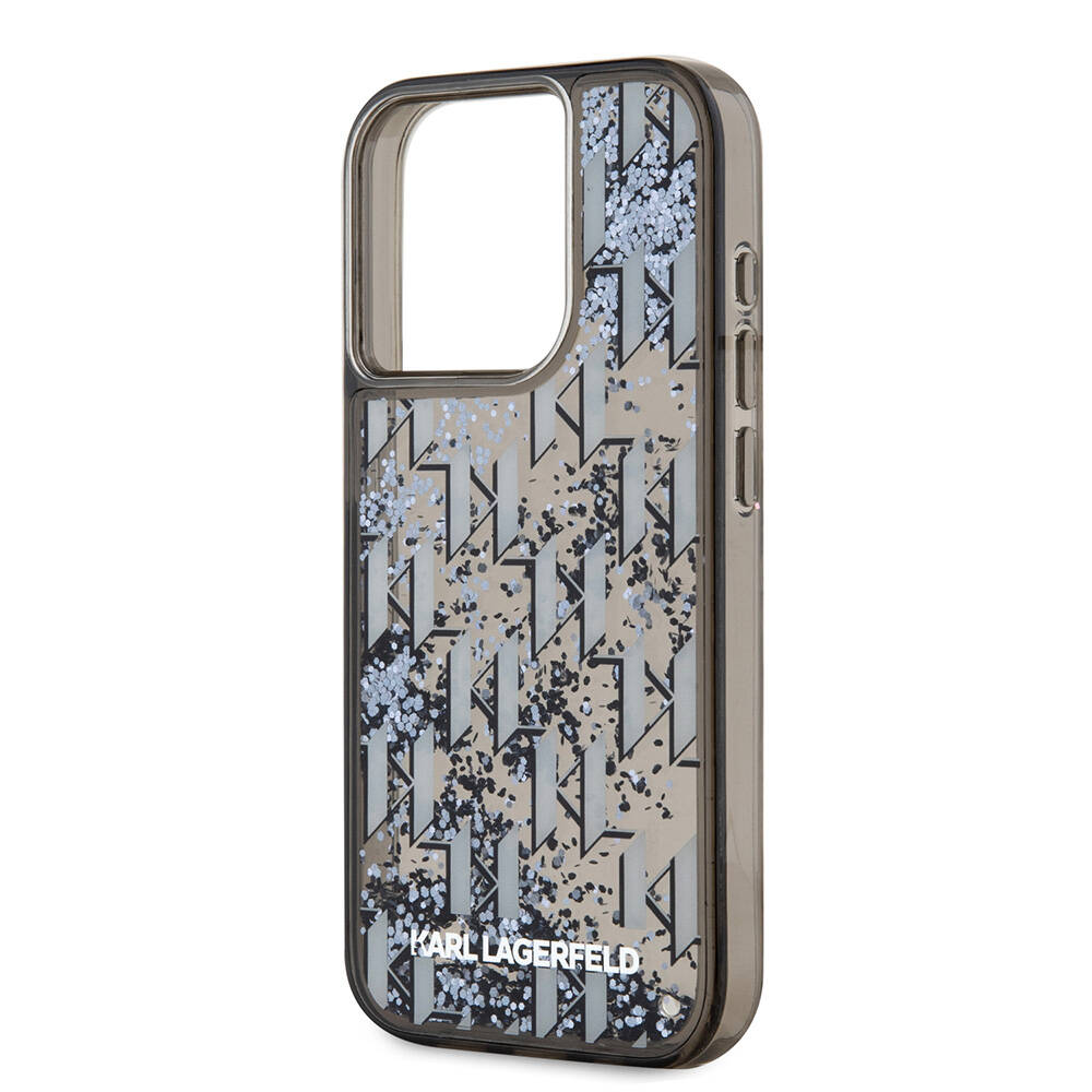 Apple iPhone 15 Pro Max Uyumlu Kılıf Karl Lagerfeld Orjinal Lisanslı Simli KL Yazılı Monogram Gradıent Kapak - 5
