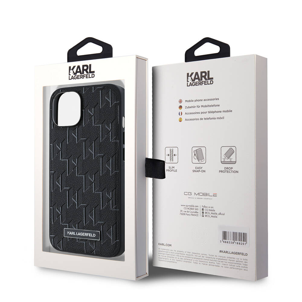 Apple iPhone 14 Uyumlu Kılıf Karl Lagerfeld Orjinal Lisanslı M-safe Şarj Özellikli KL Yazılı Hot Stamp Kapak - 13