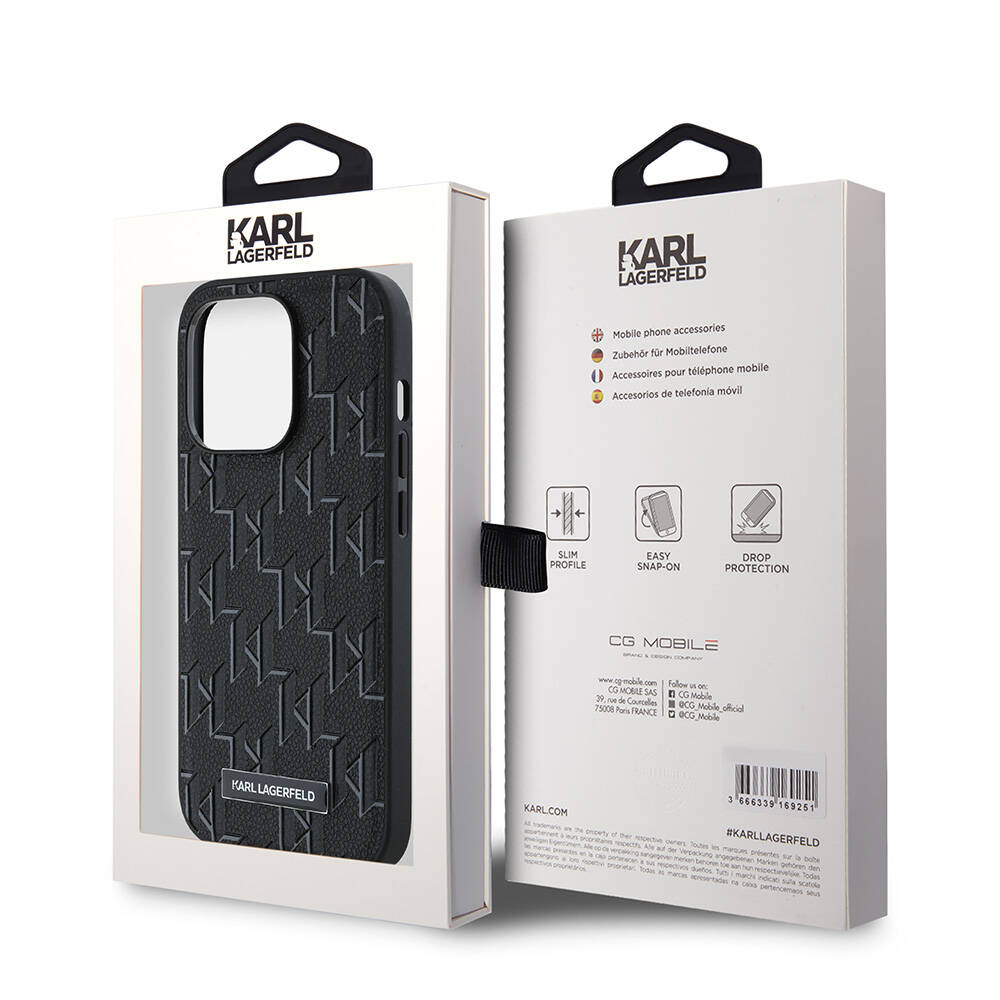 Apple iPhone 14 Pro Max Uyumlu Kılıf Karl Lagerfeld Orjinal Lisanslı M-safe Şarj Özellikli KL Yazılı Hot Stamp Kapak - 13