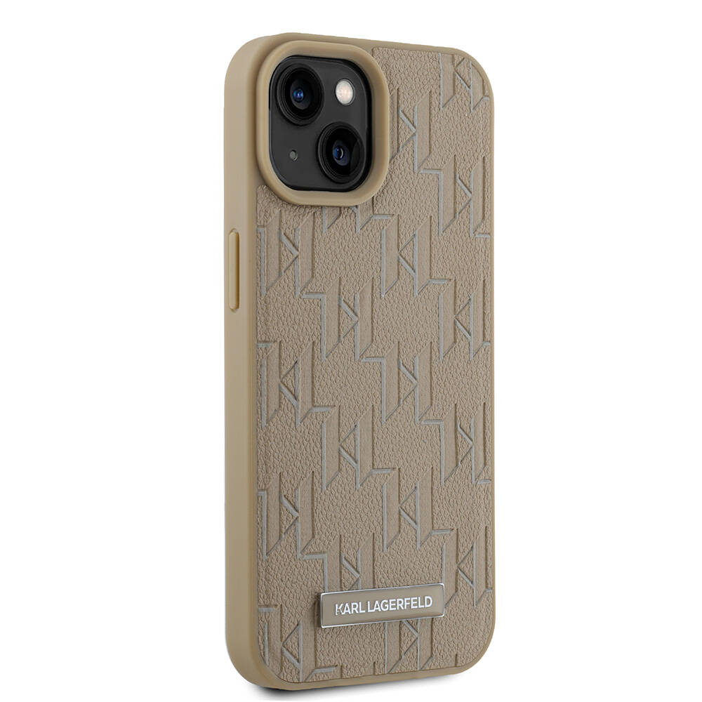 Apple iPhone 15 Uyumlu Kılıf Karl Lagerfeld Orjinal Lisanslı M-safe Şarj Özellikli KL Yazılı Hot Stamp Kapak - 5