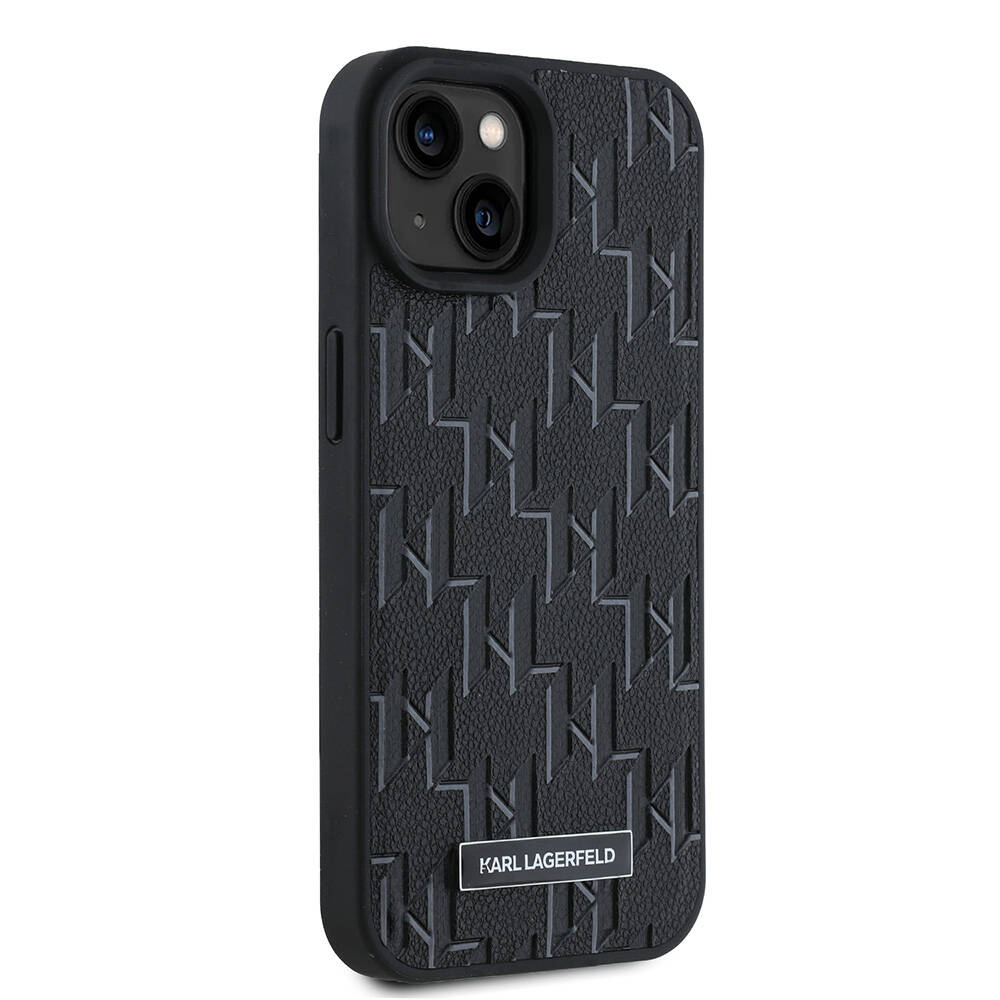 Apple iPhone 15 Uyumlu Kılıf Karl Lagerfeld Orjinal Lisanslı M-safe Şarj Özellikli KL Yazılı Hot Stamp Kapak - 6