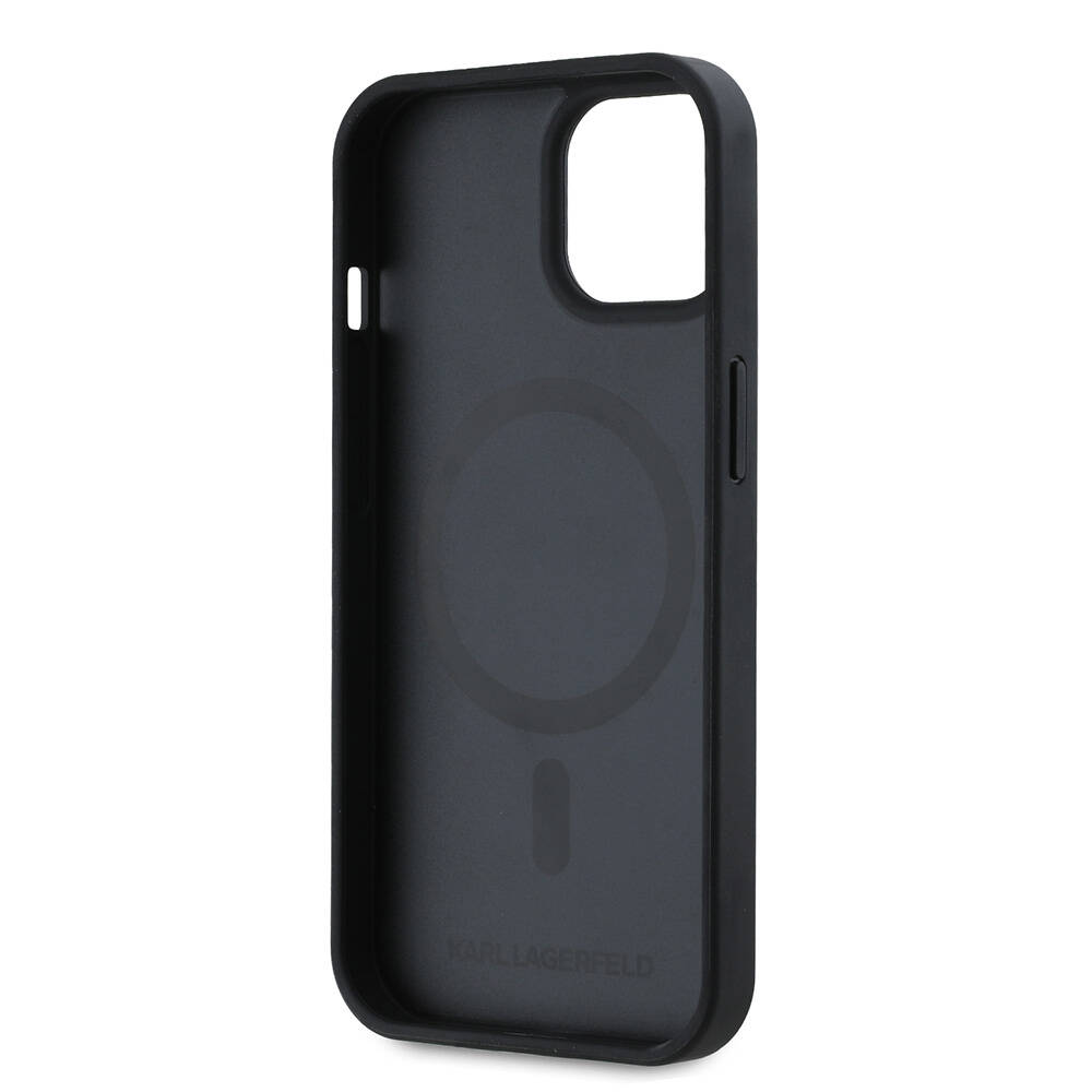 Apple iPhone 15 Uyumlu Kılıf Karl Lagerfeld Orjinal Lisanslı M-safe Şarj Özellikli KL Yazılı Hot Stamp Kapak - 12
