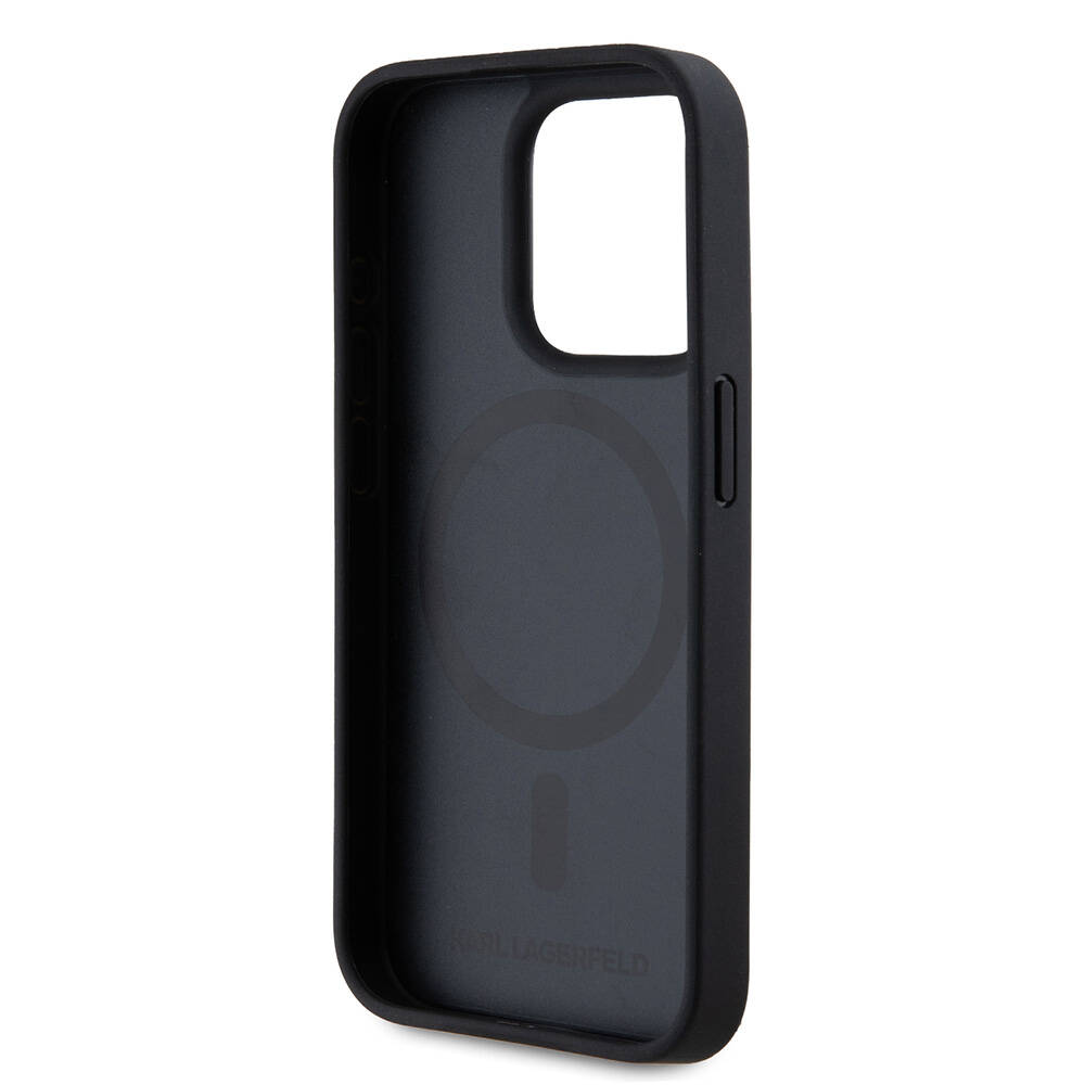 Apple iPhone 15 Pro Uyumlu Kılıf Karl Lagerfeld Orjinal Lisanslı M-safe Şarj Özellikli KL Yazılı Hot Stamp Kapak - 11