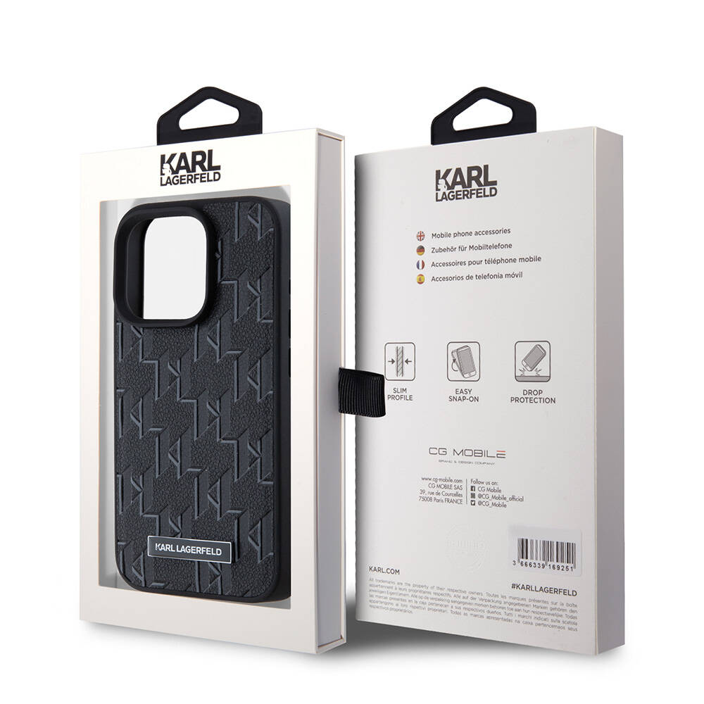 Apple iPhone 15 Pro Uyumlu Kılıf Karl Lagerfeld Orjinal Lisanslı M-safe Şarj Özellikli KL Yazılı Hot Stamp Kapak - 13