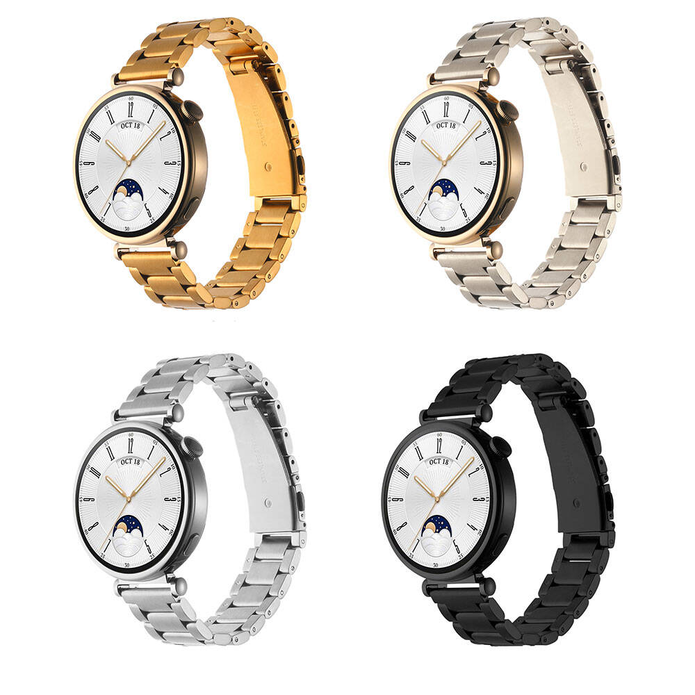 Huawei Watch GT 4 41mm Uyumlu 18mm Kordon Paslanmaz Metal Baklalı Tasarım KRD-04 Kayış - 9