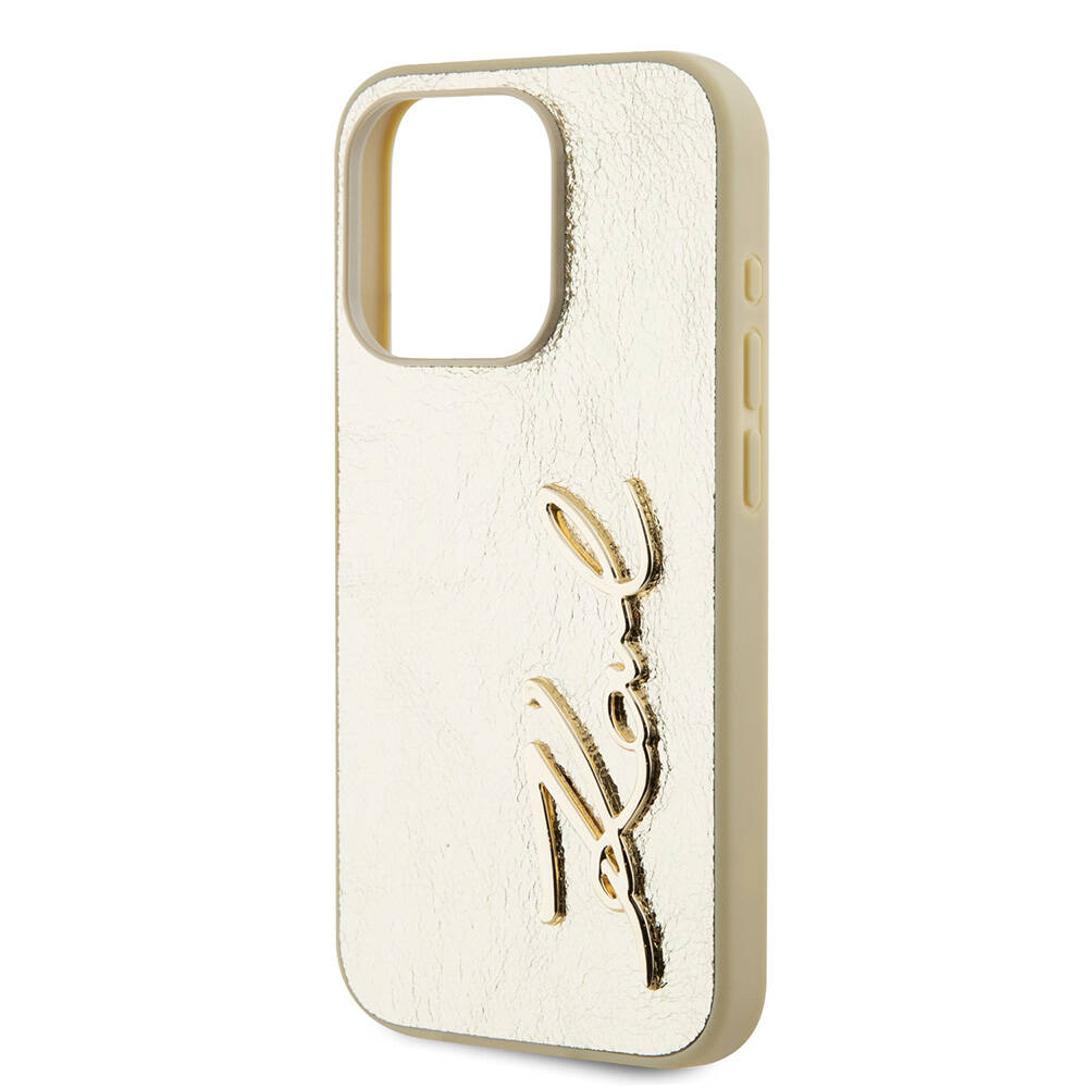 Apple iPhone 15 Pro Uyumlu Kılıf Karl Lagerfeld Orjinal Lisanslı 3D KL Yazılı Tüylü Arka Yüzey Saffiano Rhinestones Kapak - 5
