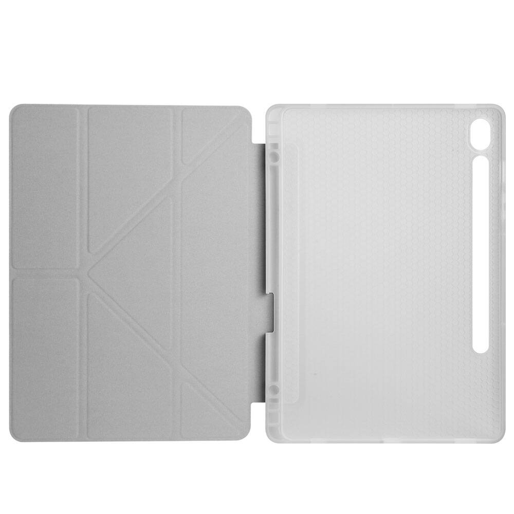 Samsung Galaxy Tab S9 FE Uyumlu Kılıf Zore Tri Folding Kalem Bölmeli Standlı Kılıf - 6