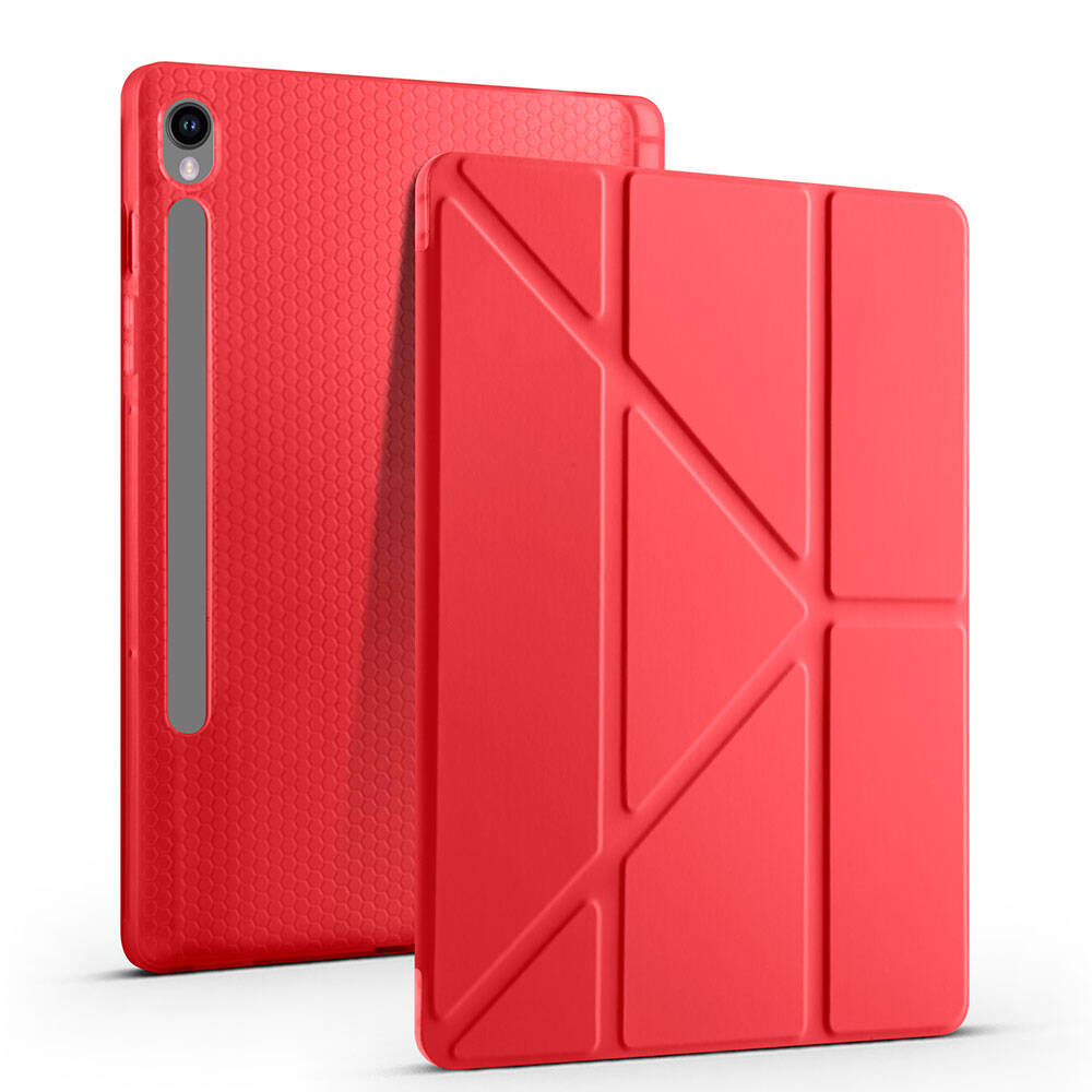 Samsung Galaxy Tab S9 FE Uyumlu Kılıf Zore Tri Folding Kalem Bölmeli Standlı Kılıf - 18