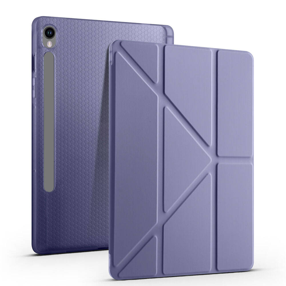 Samsung Galaxy Tab S9 FE Uyumlu Kılıf Zore Tri Folding Kalem Bölmeli Standlı Kılıf - 21
