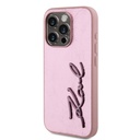 Apple iPhone 15 Pro Max Uyumlu Kılıf Karl Lagerfeld Orjinal Lisanslı 3D KL Yazılı Tüylü Arka Yüzey Saffiano Rhinestones Kapak - 1