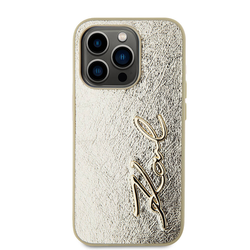 Apple iPhone 15 Pro Max Uyumlu Kılıf Karl Lagerfeld Orjinal Lisanslı 3D KL Yazılı Tüylü Arka Yüzey Saffiano Rhinestones Kapak - 8