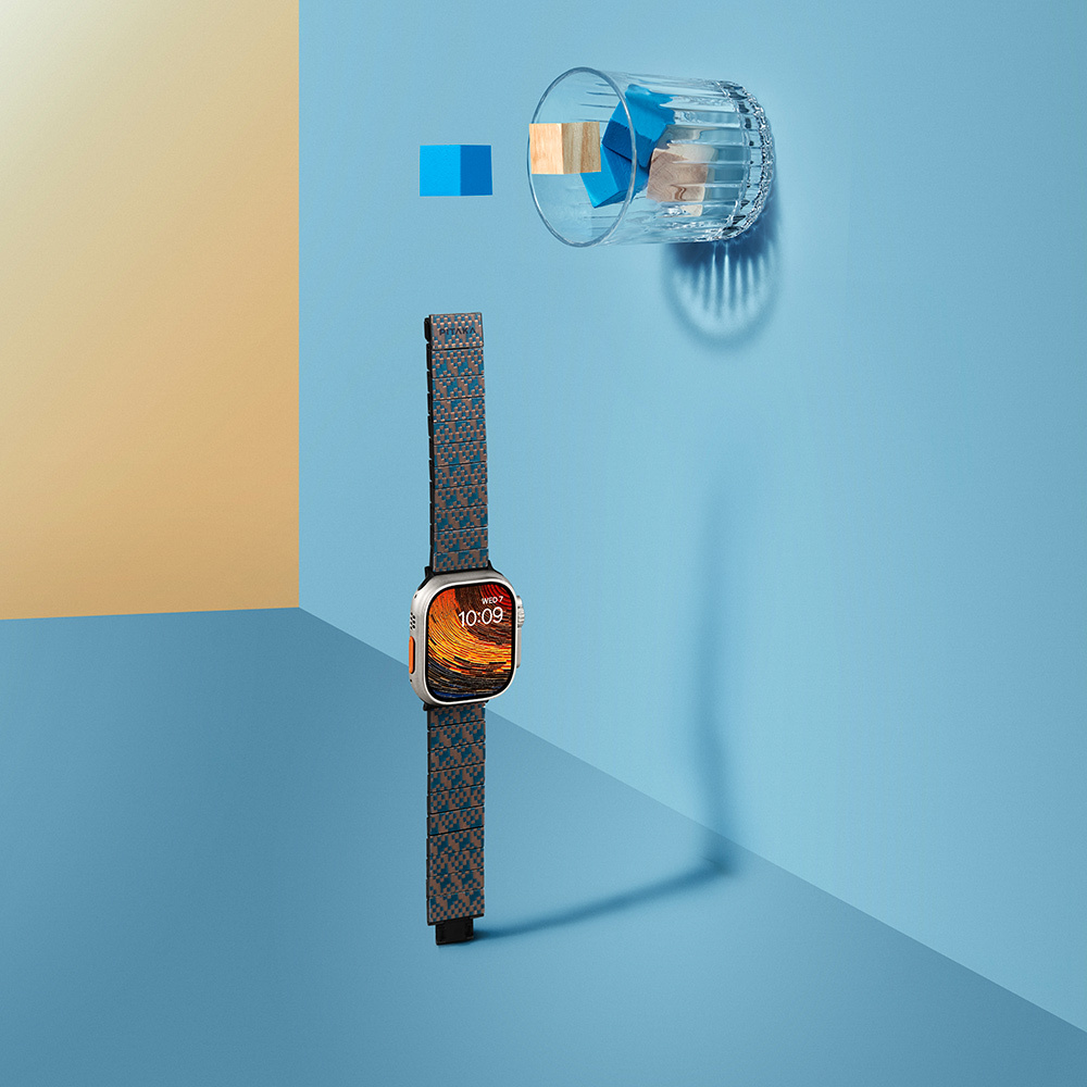 Apple Watch Serisi Uyumlu Aramid Fiber ve Karbon Fiber Pitaka Dreamland ChromaCarbon Serisi Stairs Universal Kordon - 26