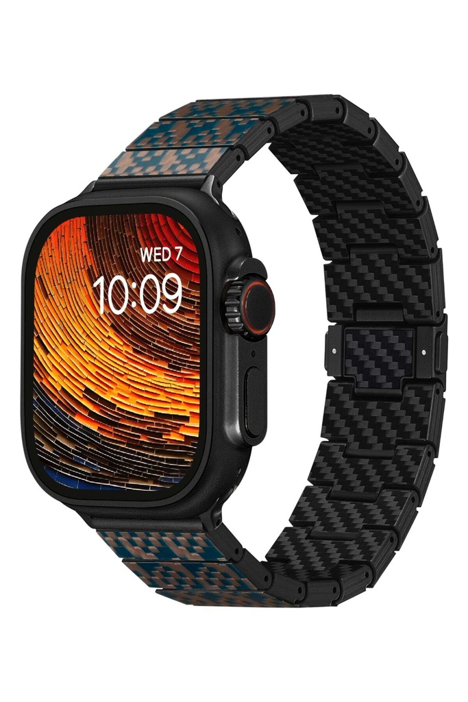 Apple Watch Serisi Uyumlu Aramid Fiber ve Karbon Fiber Pitaka Dreamland ChromaCarbon Serisi Stairs Universal Kordon - 36