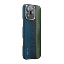 Apple iPhone 16 Pro Uyumlu Kılıf Magsafe Şarj Özellikli Lumintex Teknolojili Fosforlu Aramid Fiber Pitaka Tactile Woven Aries Serisi Credit Card Kapak - 2