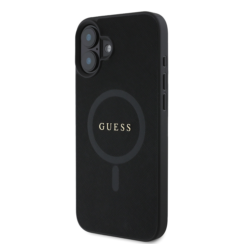 Apple iPhone 16 Uyumlu Kılıf Guess Orjinal Lisanslı M-safe Şarj Özellikli Yazı Logolu Saffiano Classic Kapak - 1