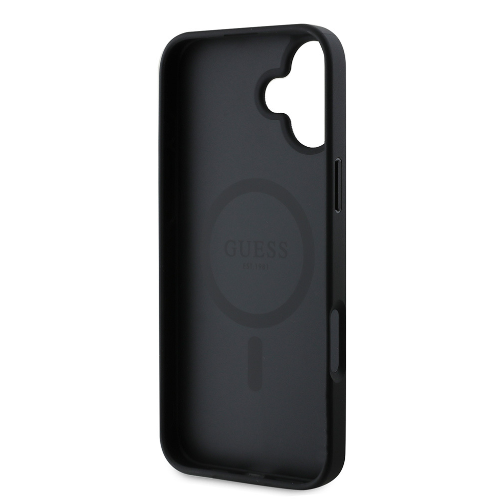 Apple iPhone 16 Uyumlu Kılıf Guess Orjinal Lisanslı M-safe Şarj Özellikli Yazı Logolu Saffiano Classic Kapak - 6