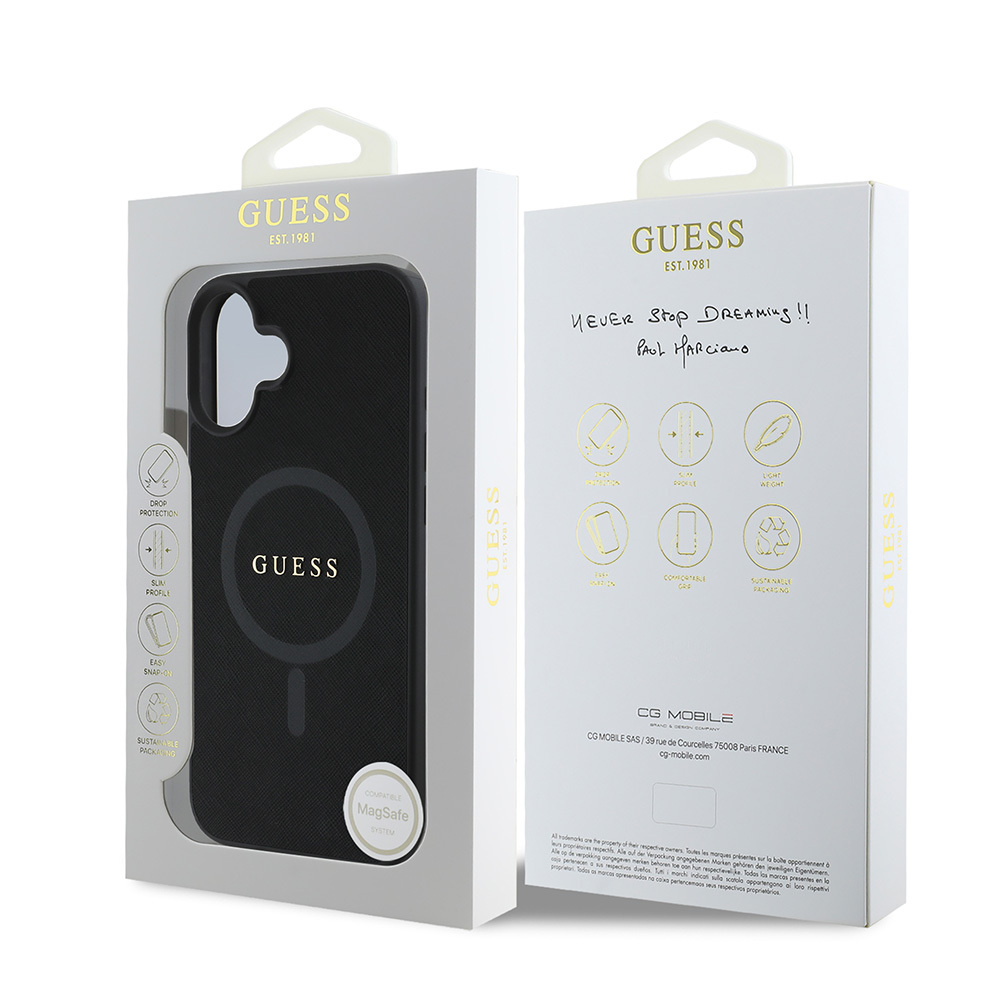 Apple iPhone 16 Uyumlu Kılıf Guess Orjinal Lisanslı M-safe Şarj Özellikli Yazı Logolu Saffiano Classic Kapak - 7
