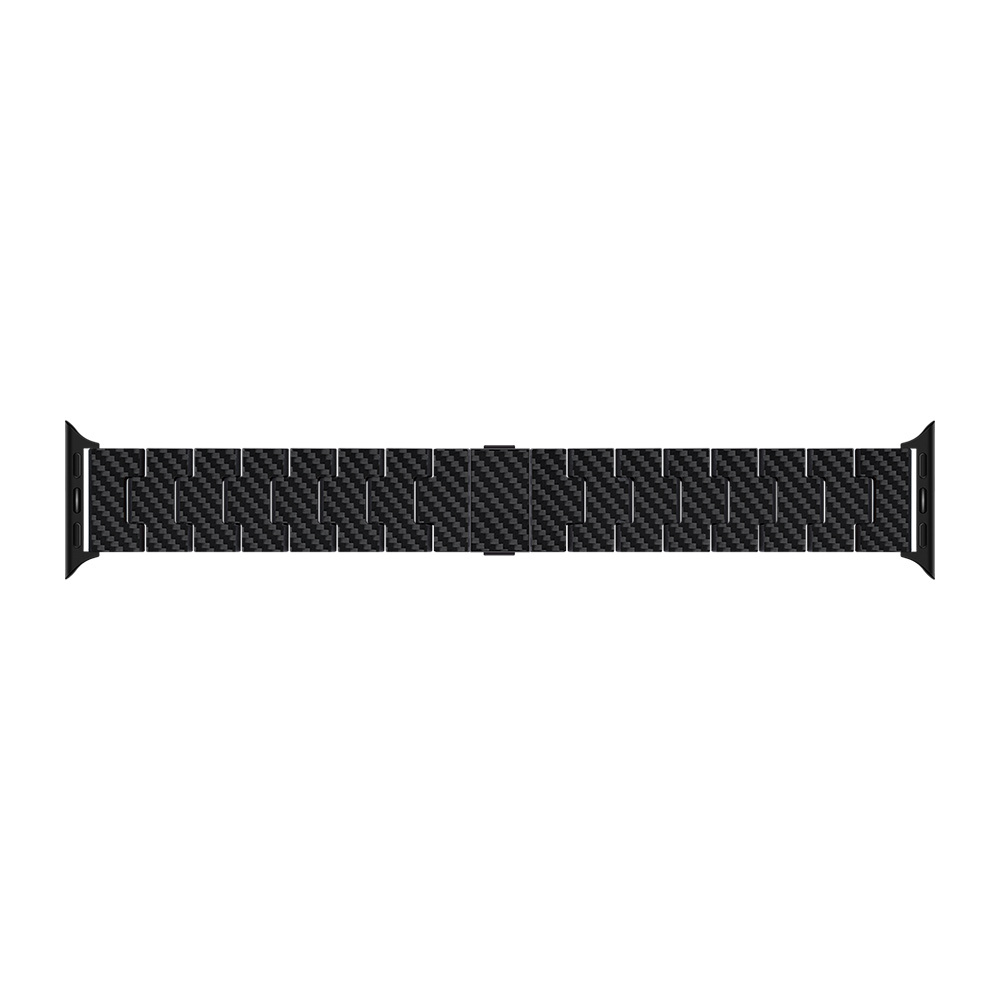 Apple Watch Serisi Uyumlu Karbon Fiber Pitaka Retro Serisi Black-Grey Twill Universal Kordon - 5