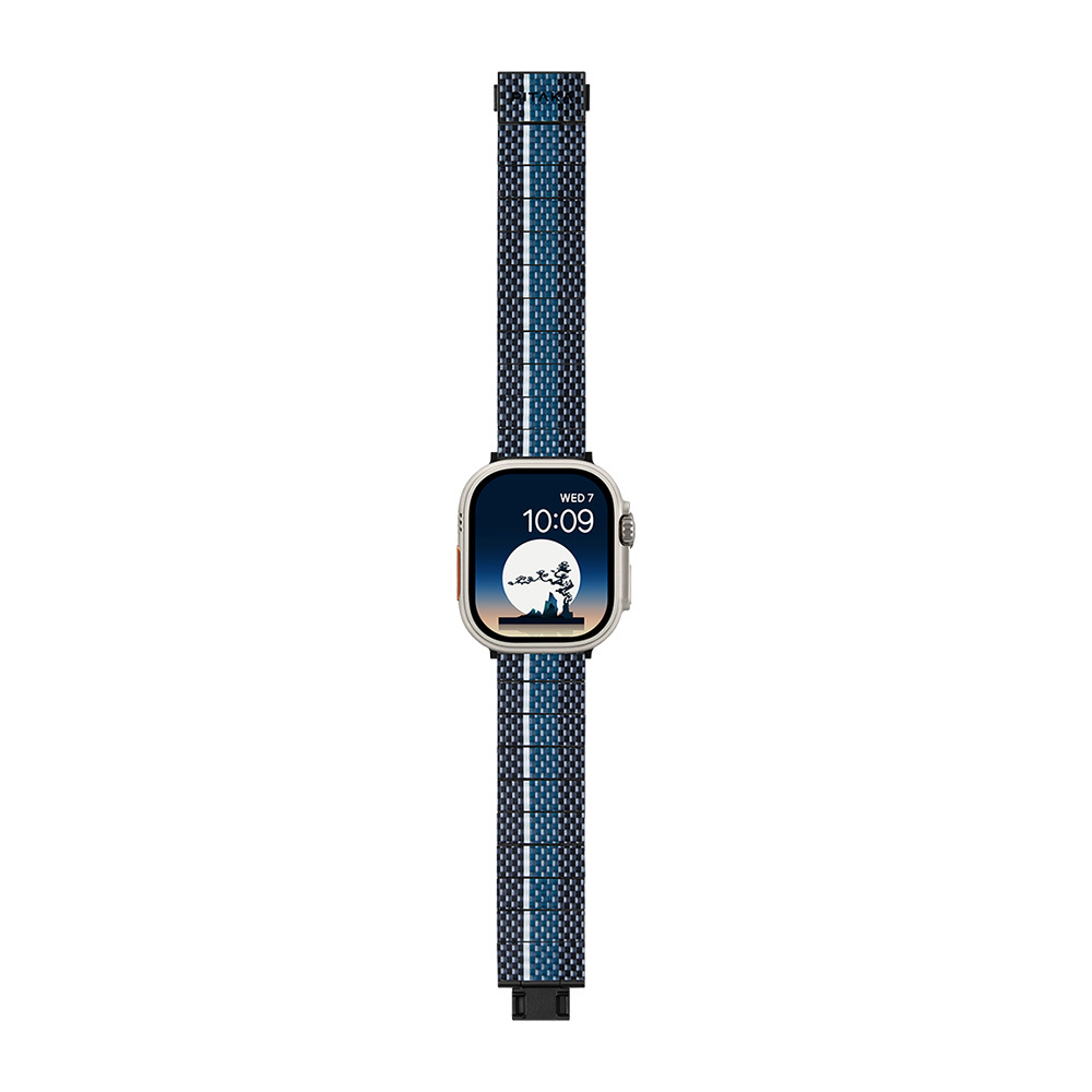 Apple Watch Serisi Uyumlu Aramid Fiber ve Karbon Fiber Pitaka Poetry of Things ChromaCarbon Serisi Moon Universal Kordon - 2