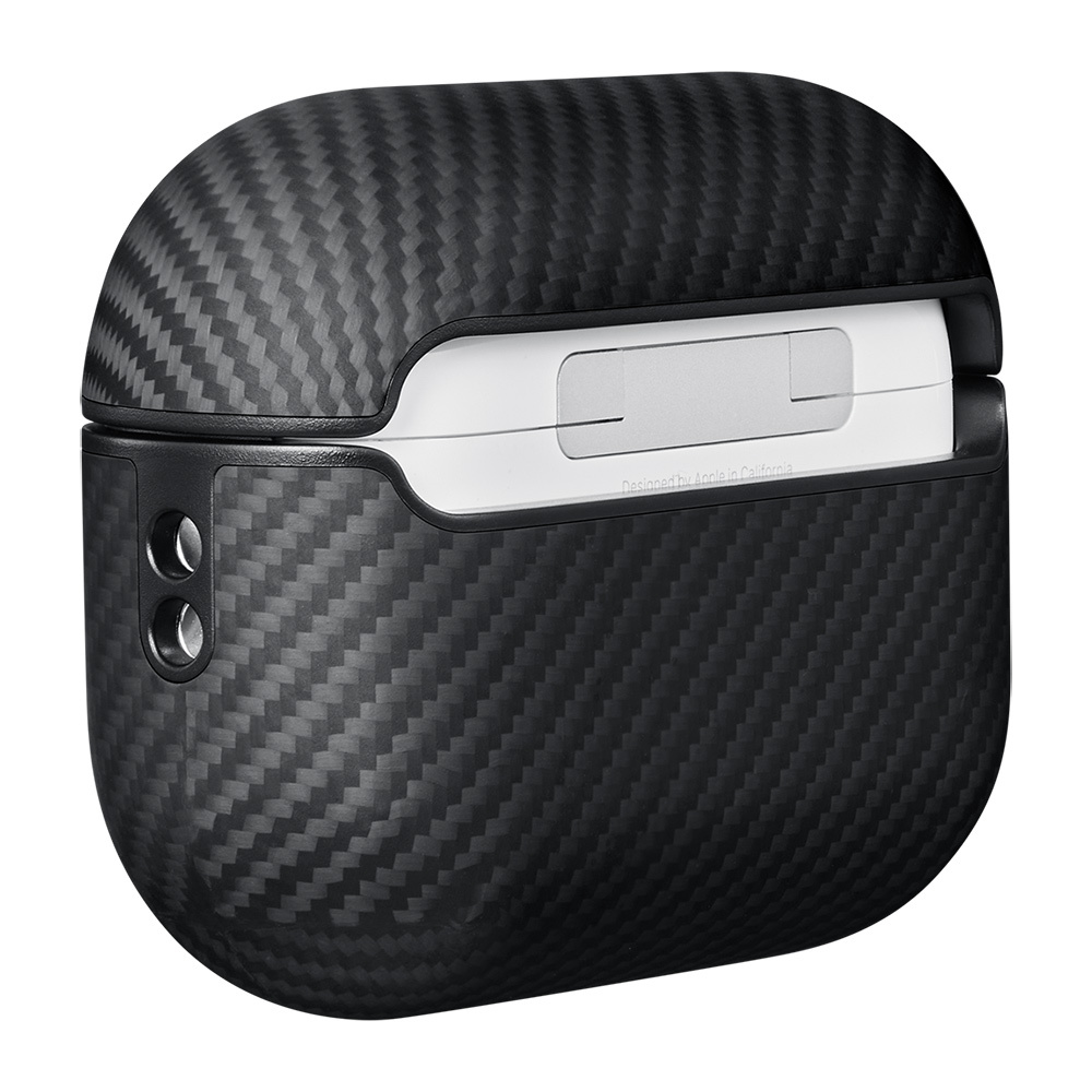 Apple Airpods Pro Uyumlu Kılıf Magsafe Şarj Özellikli 600D Aramid Fiber Pitaka Classic Serisi Black-Grey Twill Kılıf - 6