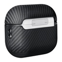 Apple Airpods Pro Uyumlu Kılıf Magsafe Şarj Özellikli 600D Aramid Fiber Pitaka Classic Serisi Black-Grey Twill Kılıf - 6