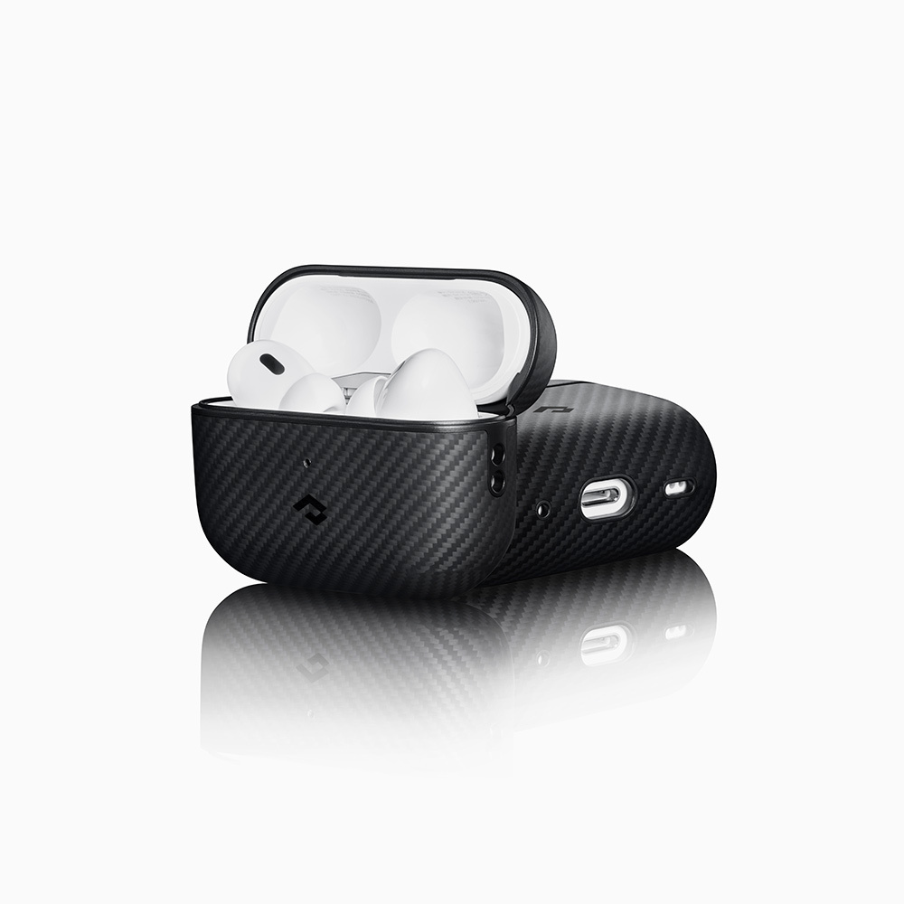 Apple Airpods Pro Uyumlu Kılıf Magsafe Şarj Özellikli 600D Aramid Fiber Pitaka Classic Serisi Black-Grey Twill Kılıf - 10