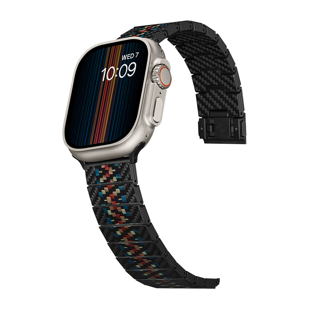 Apple Watch Serisi Uyumlu Aramid Fiber ve Karbon Fiber Pitaka Modern Serisi Rhapsody Universal Kordon - 1