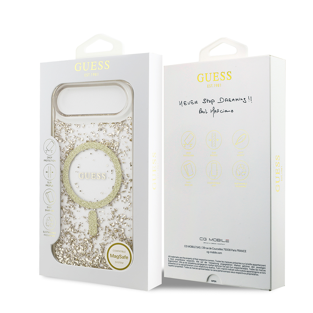 Apple iPhone 17 Air Uyumlu Kılıf Guess Orjinal Lisanslı M-safe Şarj Özellikli Transparan Resin Bottom Kapak - 14