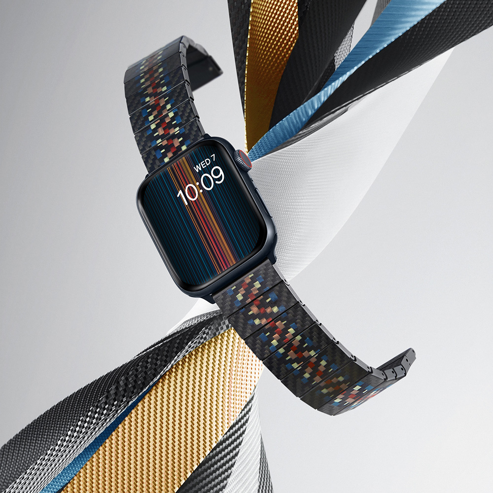 Apple Watch Serisi Uyumlu Aramid Fiber ve Karbon Fiber Pitaka Modern Serisi Rhapsody Universal Kordon - 24