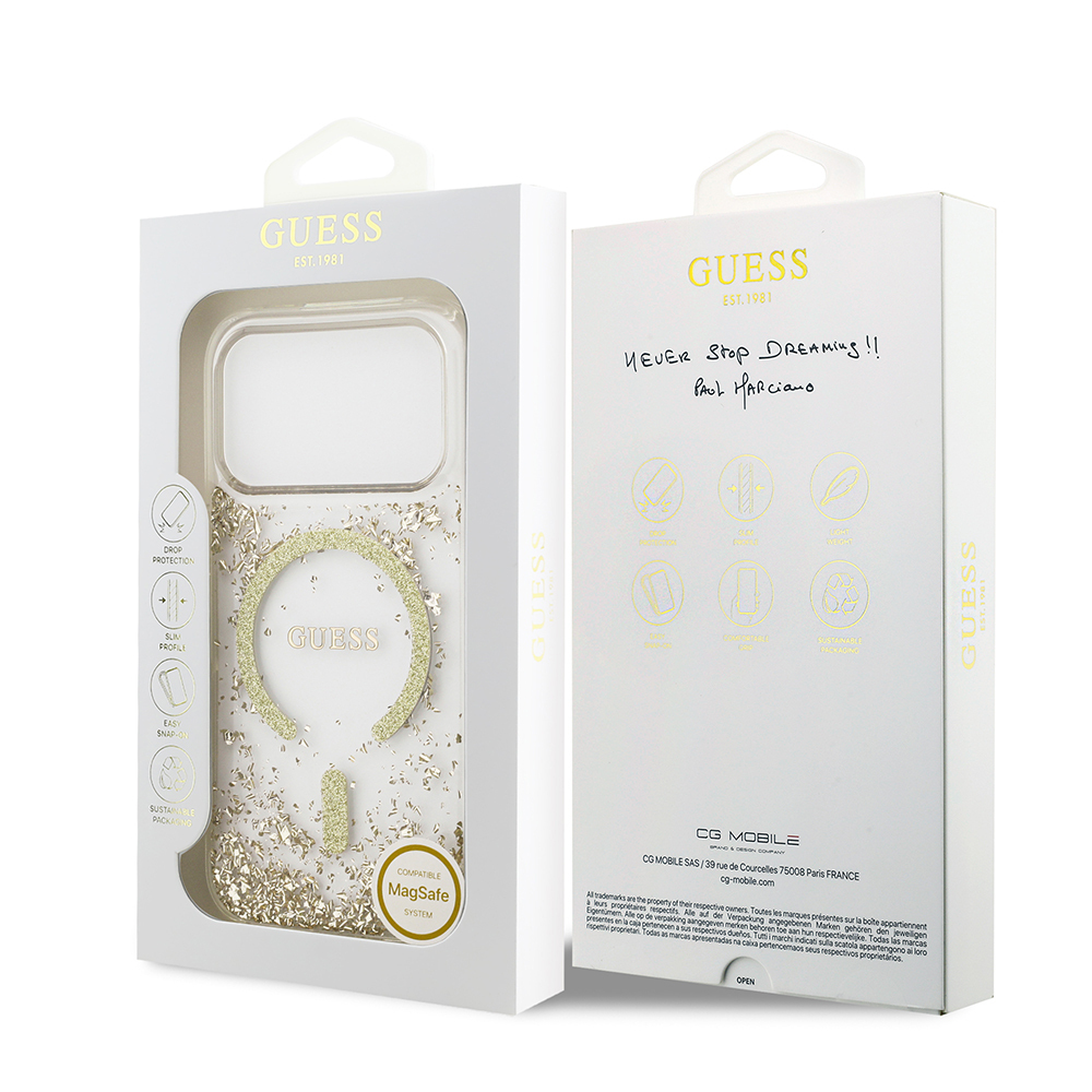 Apple iPhone 17 Pro Uyumlu Kılıf Guess Orjinal Lisanslı M-safe Şarj Özellikli Transparan Resin Bottom Kapak - 14