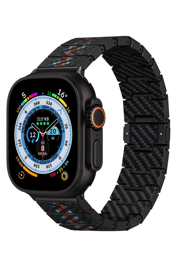 Apple Watch Serisi Uyumlu Aramid Fiber ve Karbon Fiber Pitaka Modern Serisi Rhapsody Universal Kordon - 26