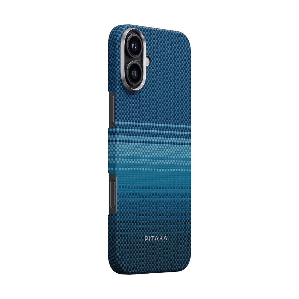 Apple iPhone 16 Plus Uyumlu Kılıf Magsafe Şarj Özellikli Aramid Fiber Pitaka Tactile Woven Sunset-Moonrise Serisi Moonrise Kapak - 1